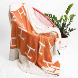 H Patterned Reversible Throw Blanket - Madeline Love - Flyclothing LLC