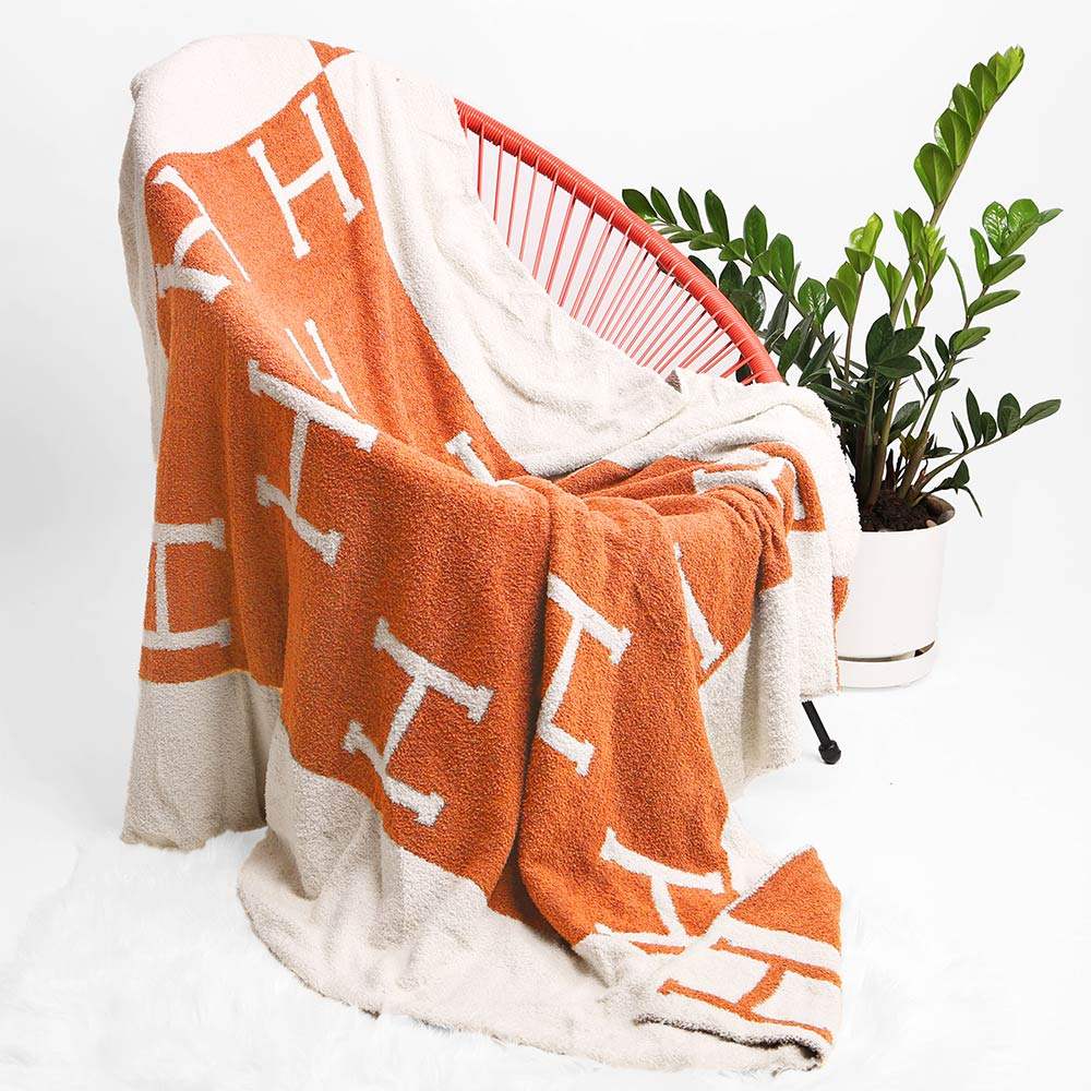 H Patterned Reversible Throw Blanket - Madeline Love - Flyclothing LLC