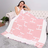 H Patterned Reversible Throw Blanket - Madeline Love - Flyclothing LLC