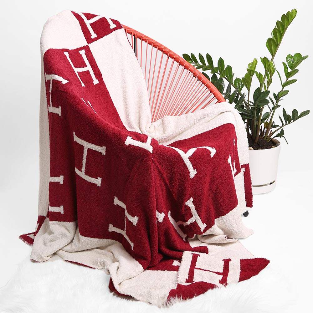 H Patterned Reversible Throw Blanket - Madeline Love - Flyclothing LLC