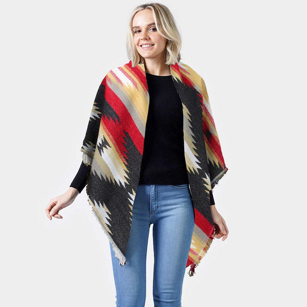 Western Pattern Jacquard Blanket Shawl - Madeline Love - Flyclothing LLC