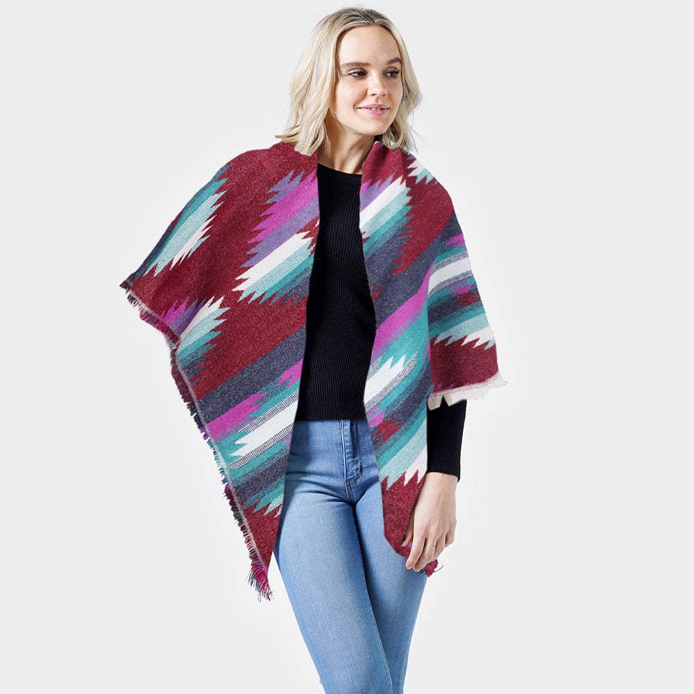 Western Pattern Jacquard Blanket Shawl - Madeline Love - Flyclothing LLC