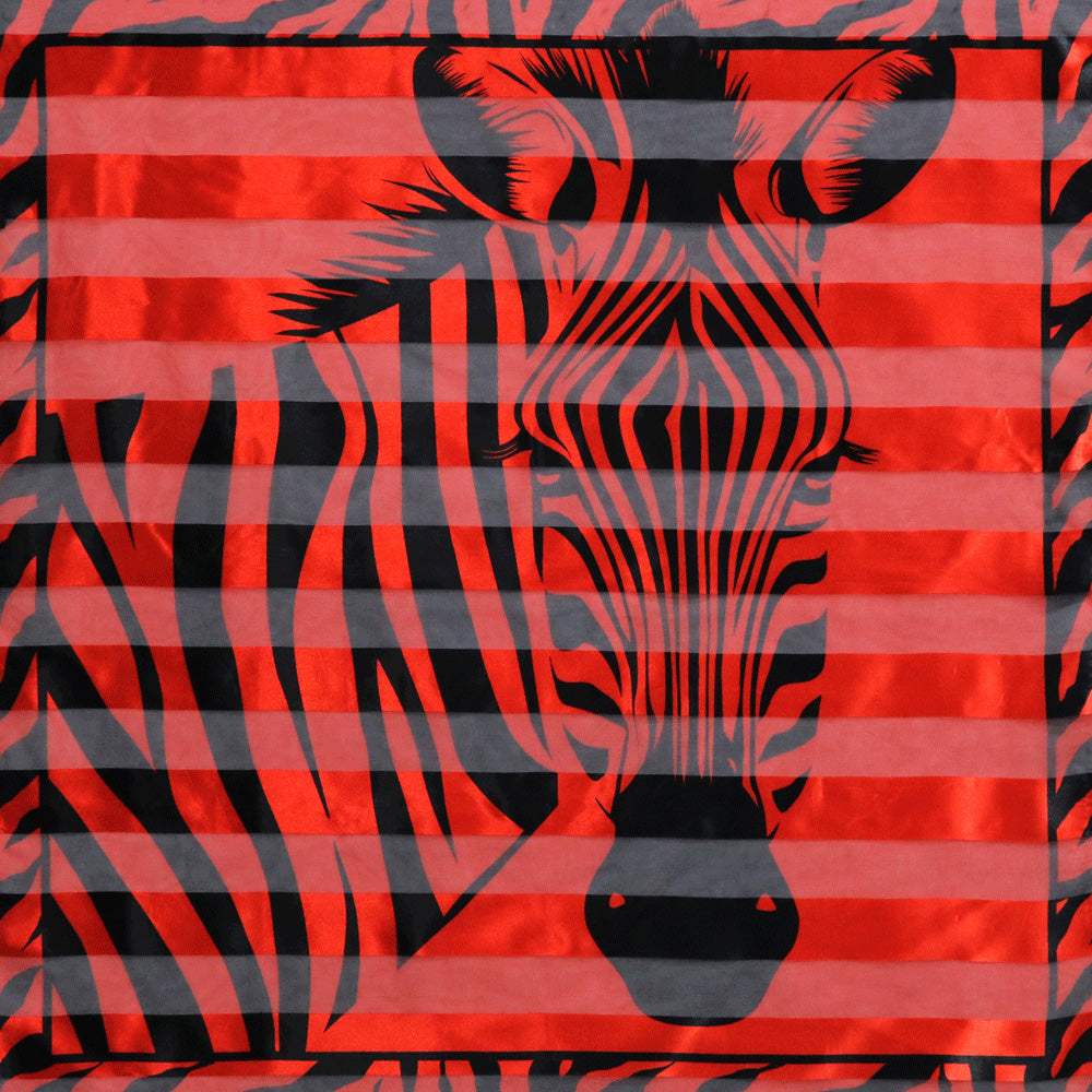 Silky Satin Feel Zebra Print Square Scarf - Madeline Love - Flyclothing LLC