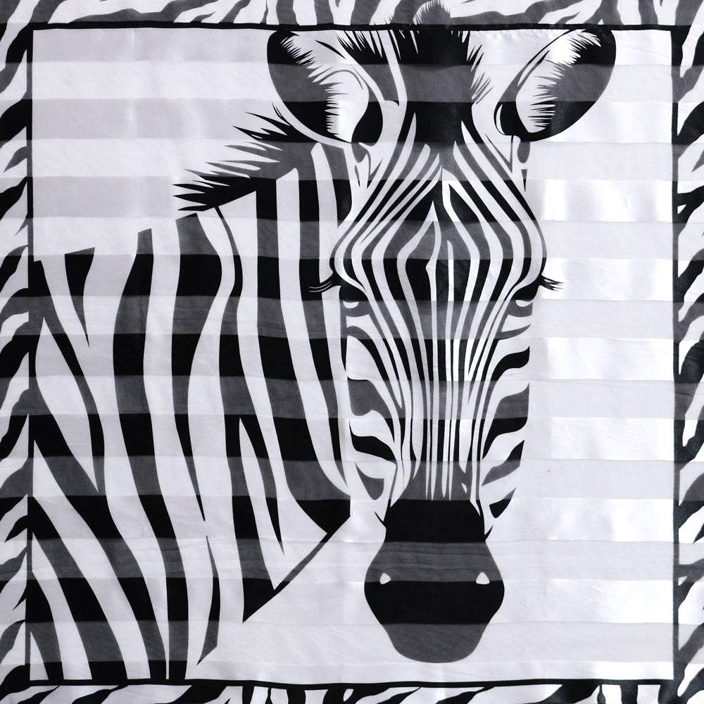 Silky Satin Feel Zebra Print Square Scarf - Madeline Love - Flyclothing LLC