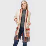 Ethnic Patterned Front Pocket Sweater Cardigan - Madeline Love - Flyclothing LLC