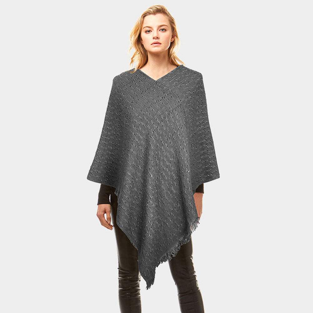 Solid Plaid Poncho - Madeline Love - Flyclothing LLC