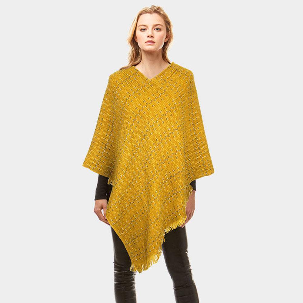 Solid Plaid Poncho - Madeline Love - Flyclothing LLC