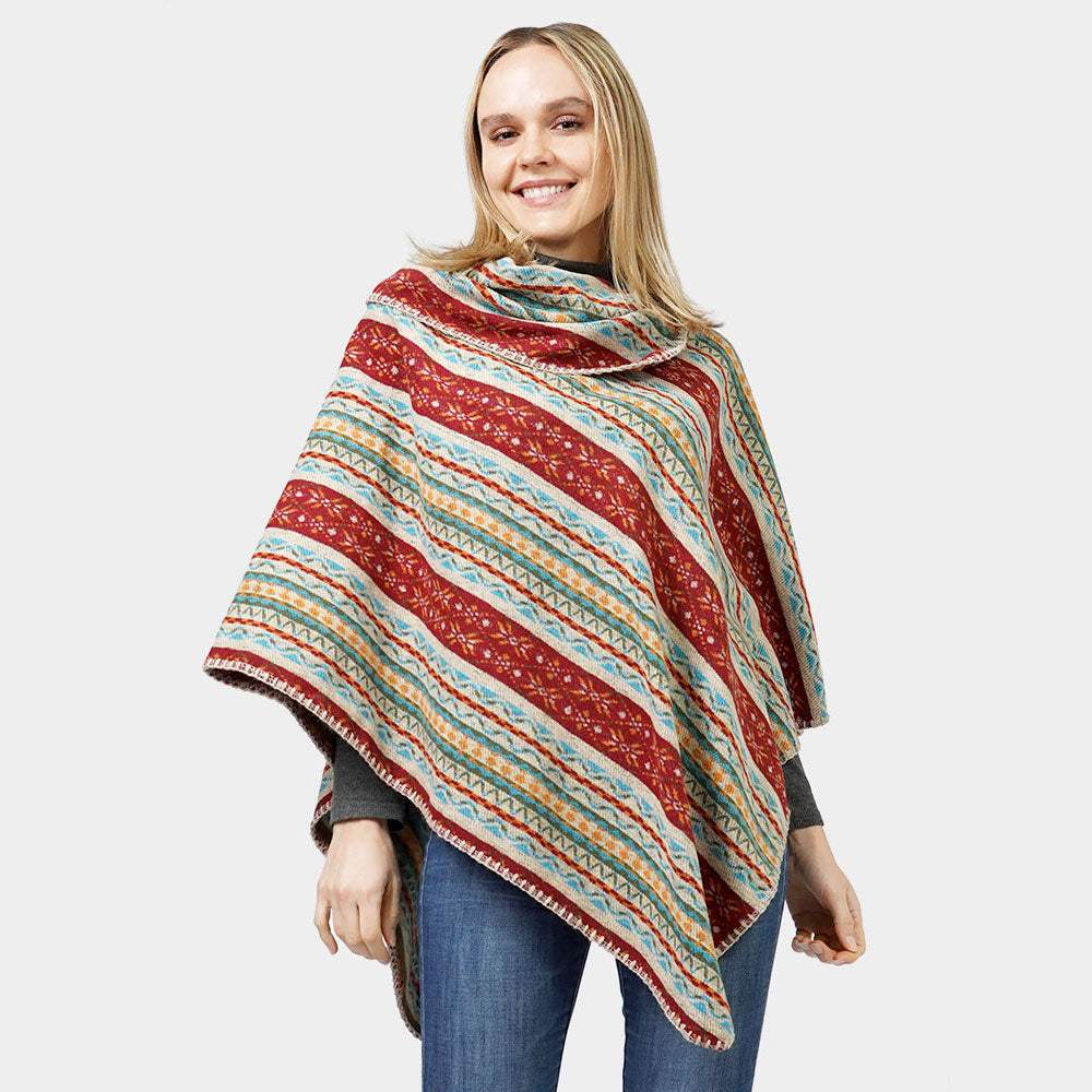 Ethnic Patterned Poncho - Madeline Love - Flyclothing LLC
