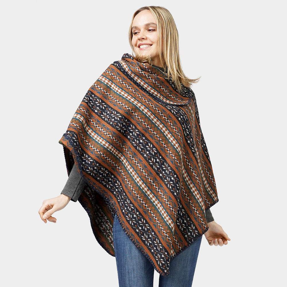 Ethnic Patterned Poncho - Madeline Love - Flyclothing LLC