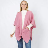Solid Knit Front Pockets Vest Poncho - Madeline Love - Flyclothing LLC