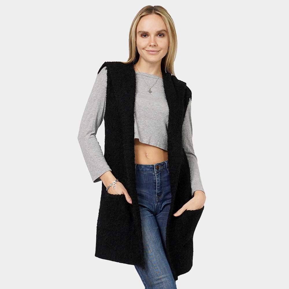 Cozy Knit Hooded Vest - Madeline Love - Flyclothing LLC