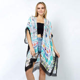 Abstract Print Kimono Poncho - Madeline Love - Flyclothing LLC