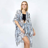 Abstract Foil Print Kimono Poncho - Madeline Love - Flyclothing LLC