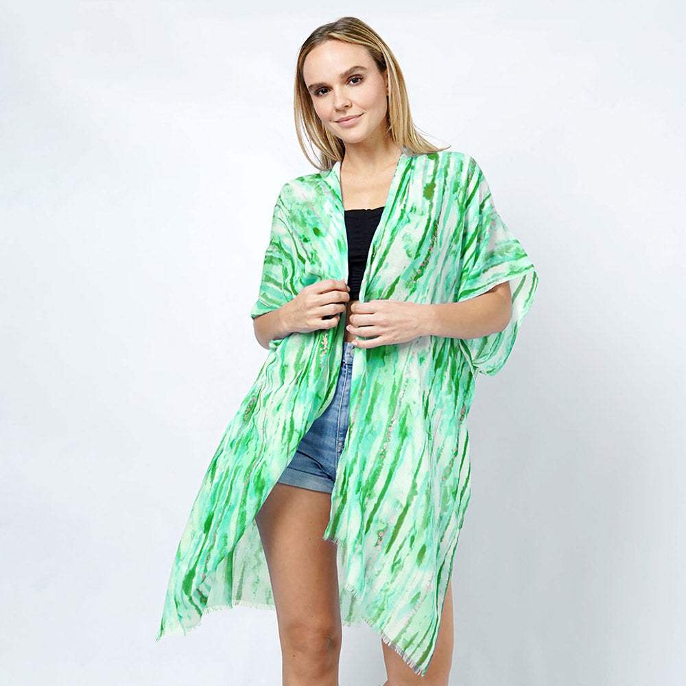 Abstract Foil Print Kimono Poncho - Madeline Love - Flyclothing LLC