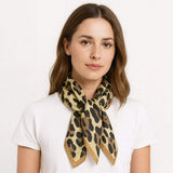 Leopard Pattern Printed Oblong Silky Satin Scarf Shawl - Madeline Love - Flyclothing LLC