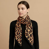 Leopard Pattern Printed Oblong Silky Satin Scarf Shawl - Madeline Love - Flyclothing LLC