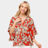 Floral Print Button Down Kimono Poncho - Madeline Love - Flyclothing LLC