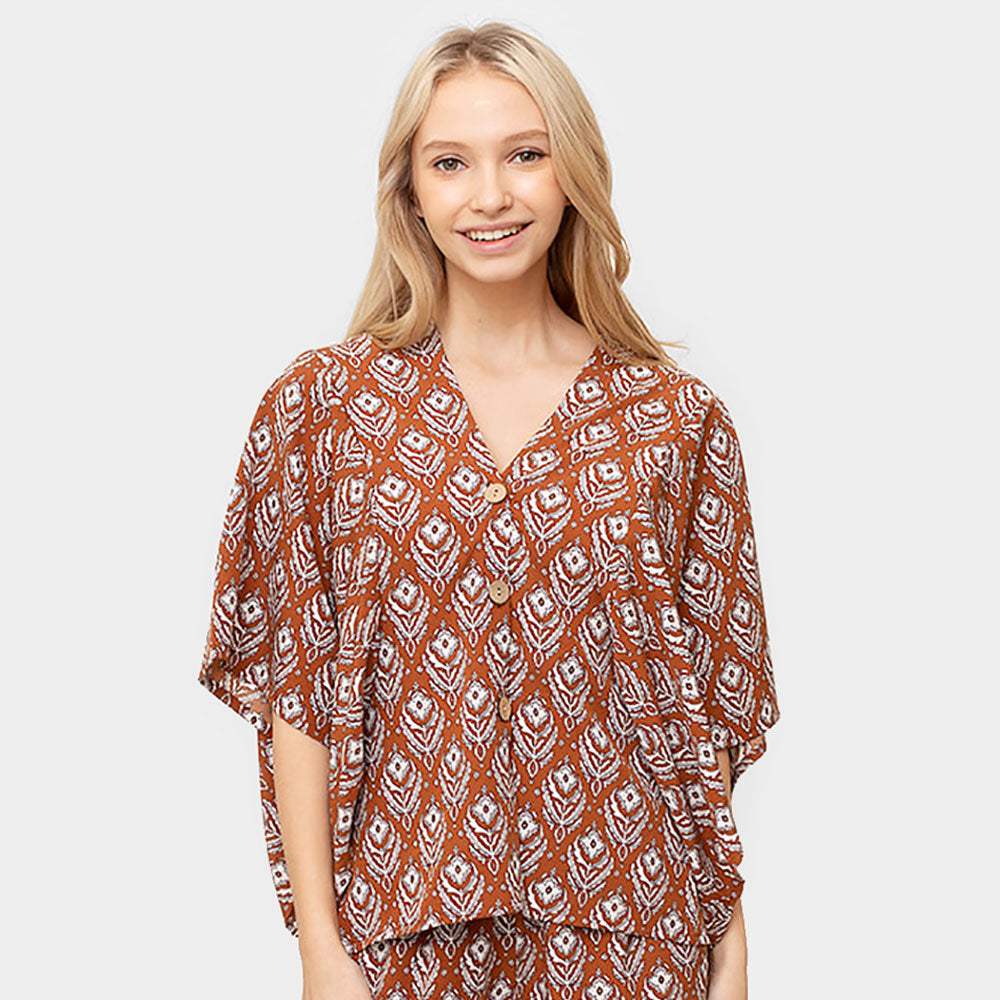 Floral Print Button Down Kimono Poncho - Madeline Love - Flyclothing LLC