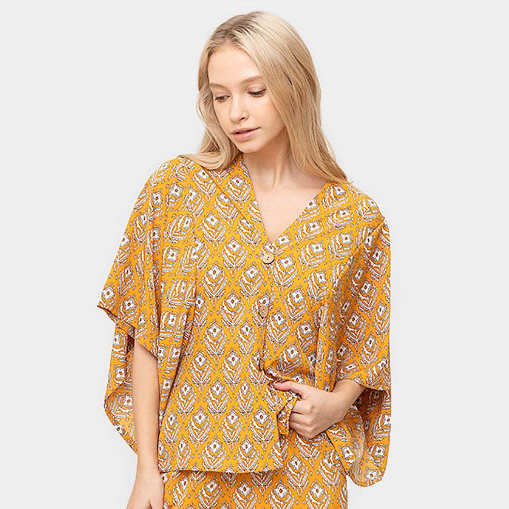 Floral Print Button Down Kimono Poncho - Madeline Love - Flyclothing LLC