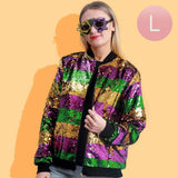 Mardi Gras Sequin Striped Zipper Jacket - Madeline Love - Flyclothing LLC