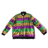 Mardi Gras Sequin Striped Zipper Jacket - Madeline Love - Flyclothing LLC