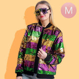 Mardi Gras Sequin Striped Zipper Jacket - Madeline Love - Flyclothing LLC