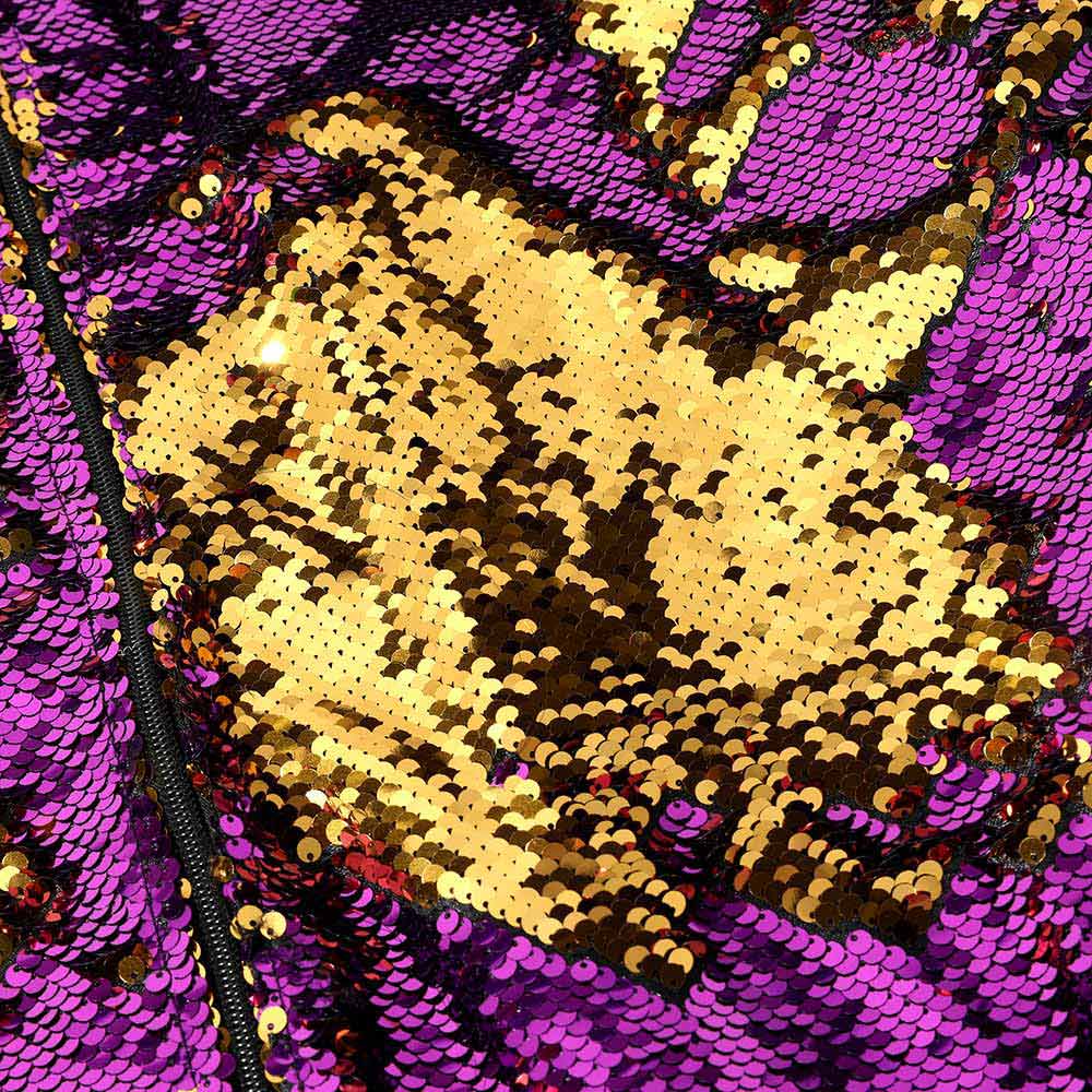 Mardi Gras Reversible Sequin Zipper Jacket - Madeline Love - Flyclothing LLC