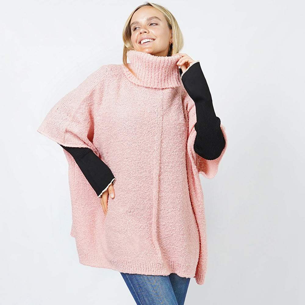 Slub Knit Turtle Neck Pullover - Madeline Love - Flyclothing LLC