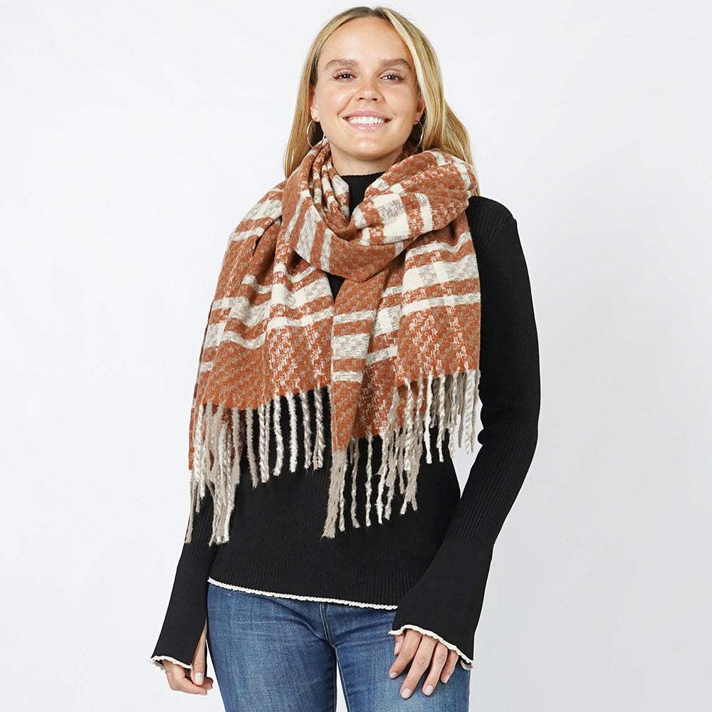 Plaid Oblong Scarf/Shawl - Madeline Love - Flyclothing LLC