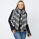 Stripe Woven Oblong Scarf/Shawl - Madeline Love - Flyclothing LLC