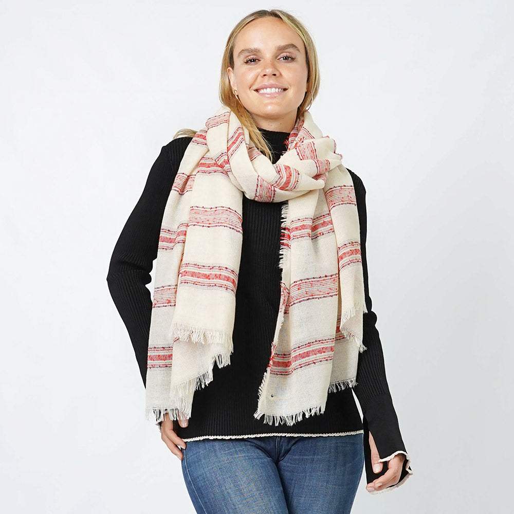 Stripe Woven Oblong Scarf/Shawl - Madeline Love - Flyclothing LLC