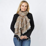 Stripe Woven Oblong Scarf/Shawl - Madeline Love - Flyclothing LLC