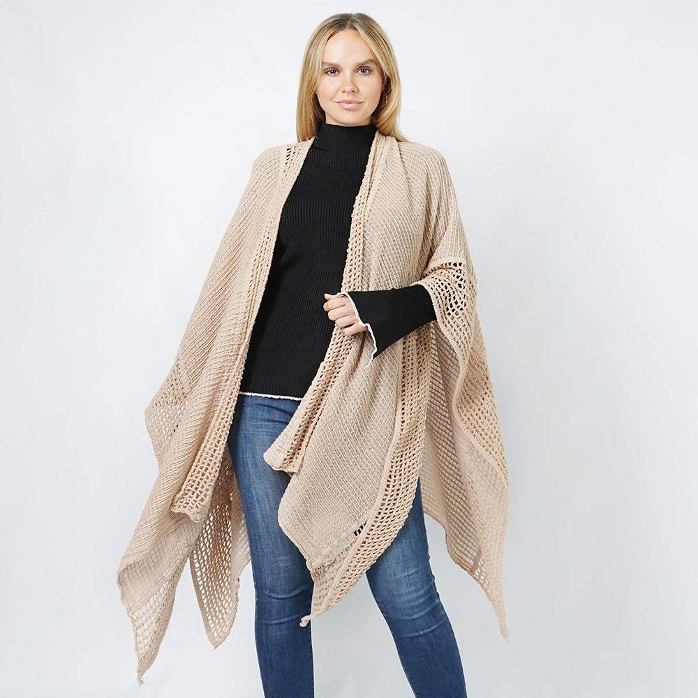 Textured Knit Cape/Ruana - Madeline Love - Flyclothing LLC