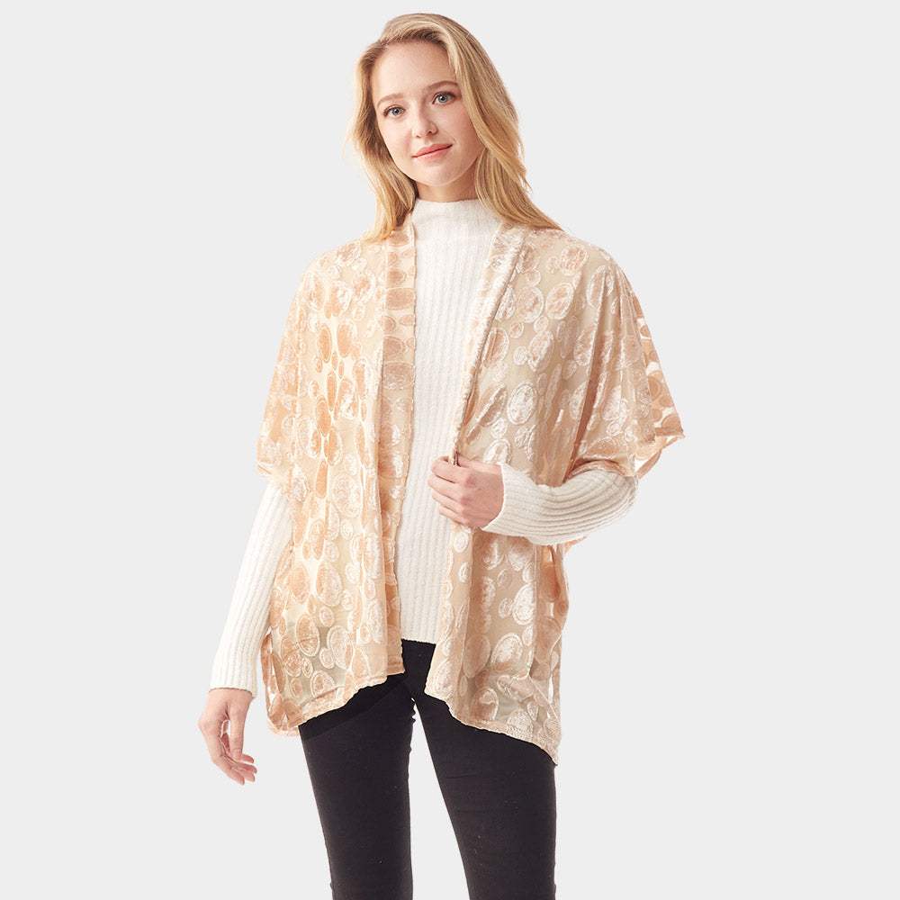 Velvet Burnout Shawl Poncho - Madeline Love - Flyclothing LLC
