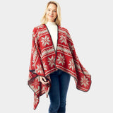 Reversible Snowflake Pattern Ruana Poncho - Madeline Love - Flyclothing LLC