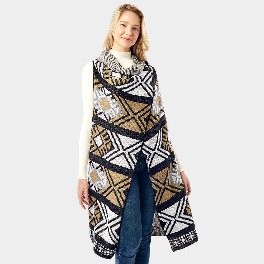 Aztec Pattern Button Vest - Madeline Love - Flyclothing LLC