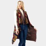 Aztec Pattern Button Vest - Madeline Love - Flyclothing LLC