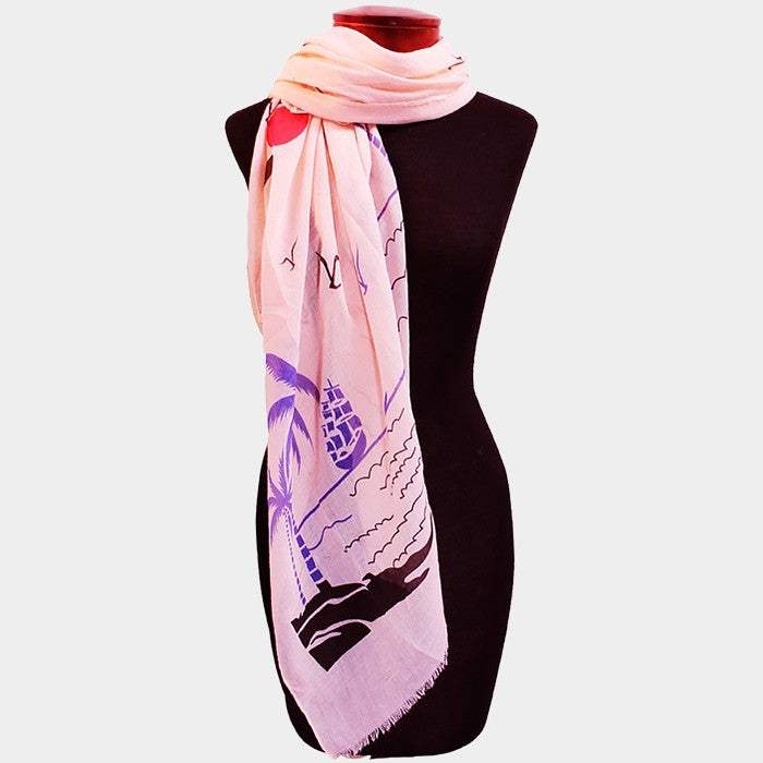Palm tree & ship print scarf - Madeline Love - Flyclothing LLC