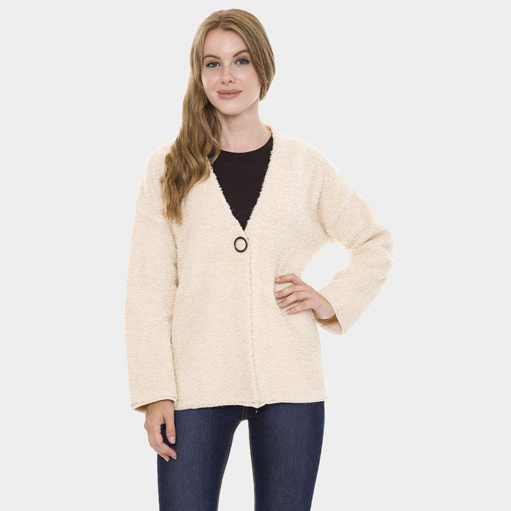 Chunky Solid Color Pockets Sweater Cardigan - Madeline Love - Flyclothing LLC