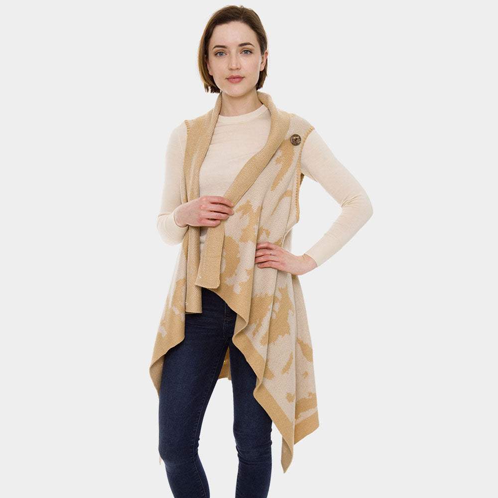 Patterned Super Soft Flounce Shawl Vest - Madeline Love - Flyclothing LLC