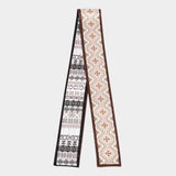 Geometric Jacquard Pattern Print Silk Feel Twilly Skinny Scarf - Madeline Love - Flyclothing LLC