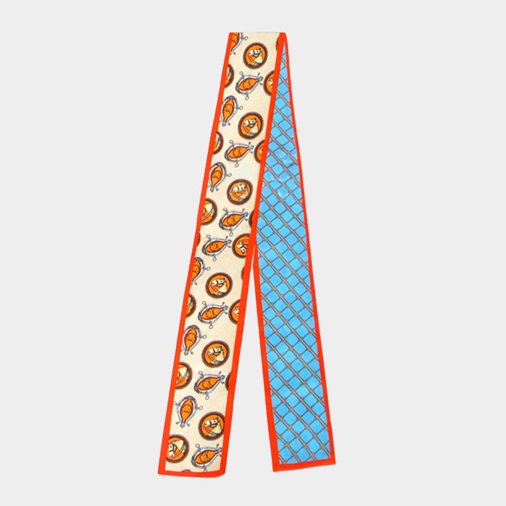Horse Motif Pattern Print Silk Feel Twilly Skinny Scarf - Madeline Love - Flyclothing LLC