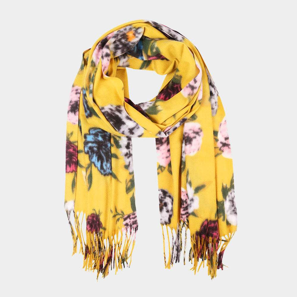 Floral Fringe Scarf - Madeline Love - Flyclothing LLC