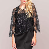 Sequin Beaded Retro Style Cropped 3/4 Sleeves Vintage Shawl Cardigan - Madeline Love - Flyclothing LLC