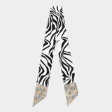 Abstract Graphic Pattern Print Silk Feel Twilly Skinny Scarf - Madeline Love - Flyclothing LLC