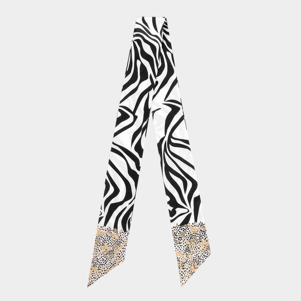 Abstract Graphic Pattern Print Silk Feel Twilly Skinny Scarf - Madeline Love - Flyclothing LLC