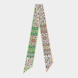 Vintage Floral Medallion Allover Print Silk Feel Twilly Skinny Scarf - Madeline Love - Flyclothing LLC
