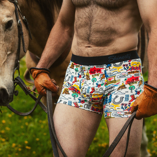The Rowdy Rodeo | Western Map Shinesty x Diamond Cross Ranch Ball Hammock® Pouch Underwear With Fly - Shinesty
