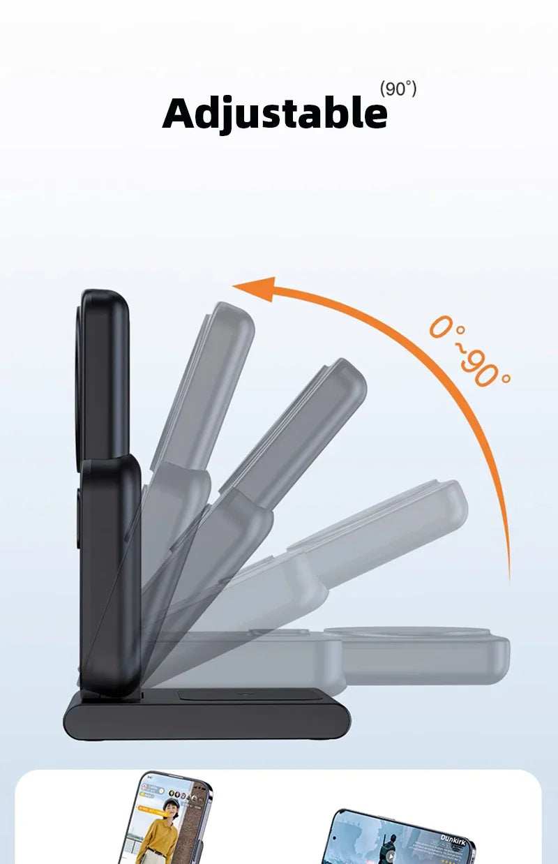 3in1 10000mAh Magnetic Wireless Power Bank Fast Charging Base Stand 5000mAh Portable External Battery for Apple iWatch iPhone 15 - ZeeBelle.com - Flyclothing LLC