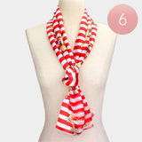 6PCS - Satin Striped Anchor Pattern Print Scarves - Madeline Love - Flyclothing LLC